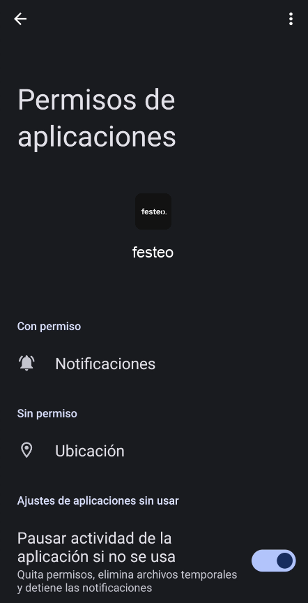 Permisos de aplicaciones en Android con la ubicación en Sin permiso